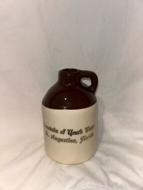 Vintage Fountain of Youth Water Jug St. Augustine Florida, Brown And Cream Color